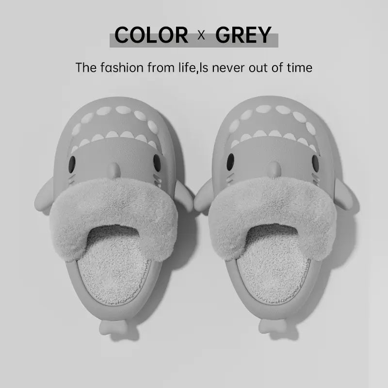 Winter Shark Detachable Warm Fuzzy Slippers for Mommy