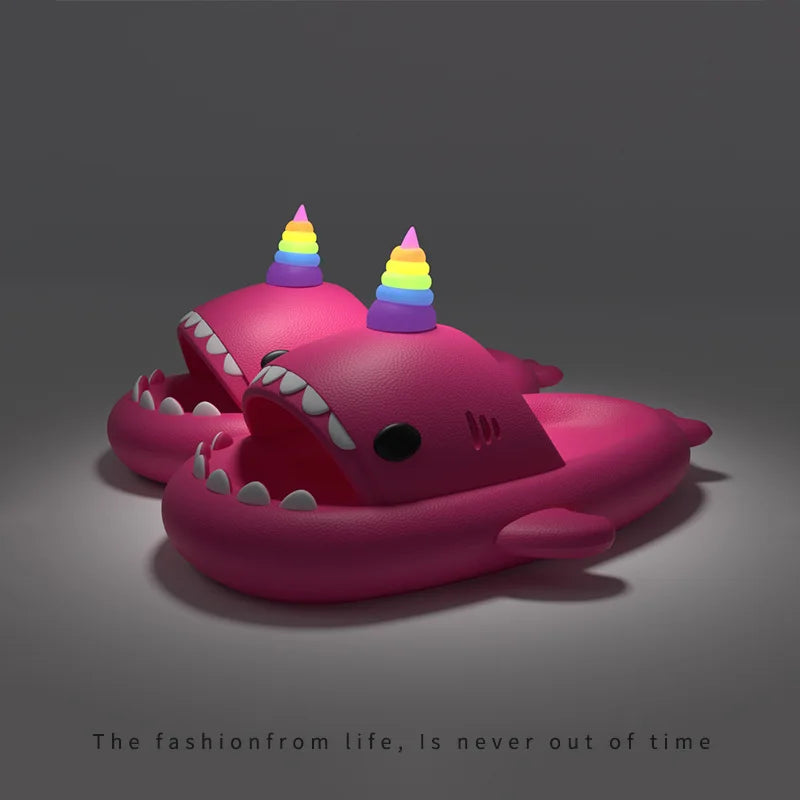 PlayCoCo™ Shark Slippers – Glow-in-the-Dark Summer Slides for Women, Men & Kids | Safe & Comfy for Home or Beach