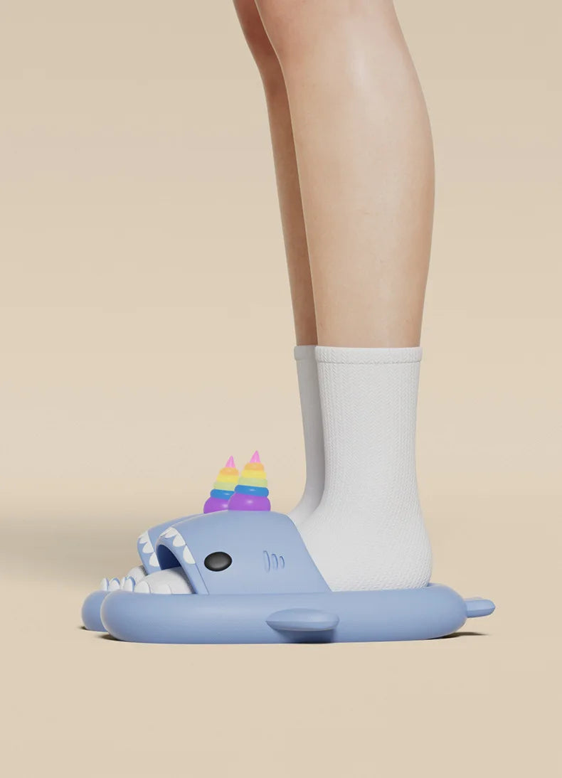 PlayCoCo™ Shark Slippers – Glow-in-the-Dark Summer Slides for Women, Men & Kids | Safe & Comfy for Home or Beach