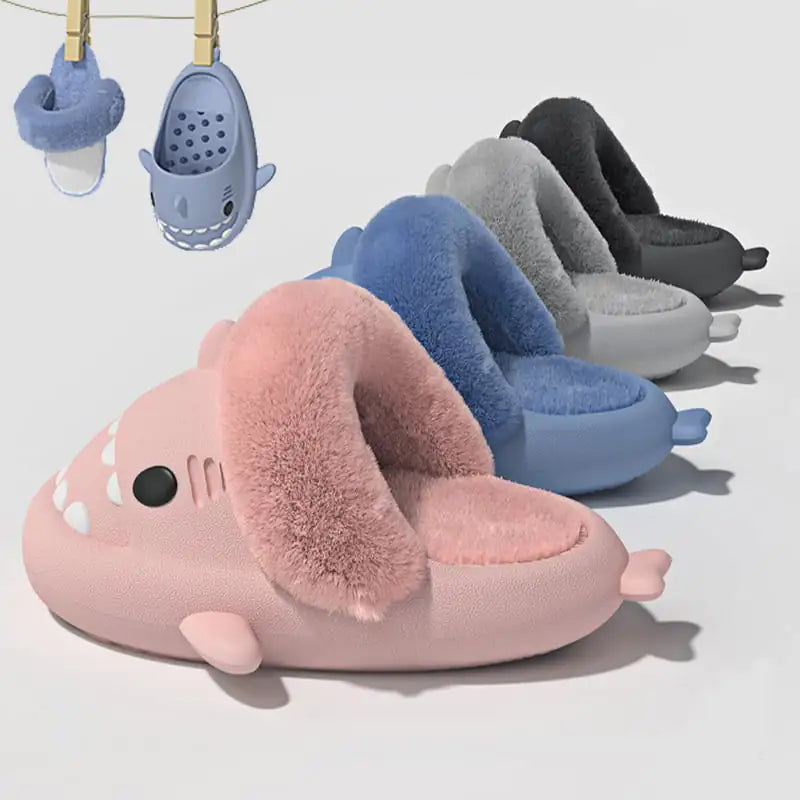 Winter Shark Detachable Warm Fuzzy Slippers for Mommy
